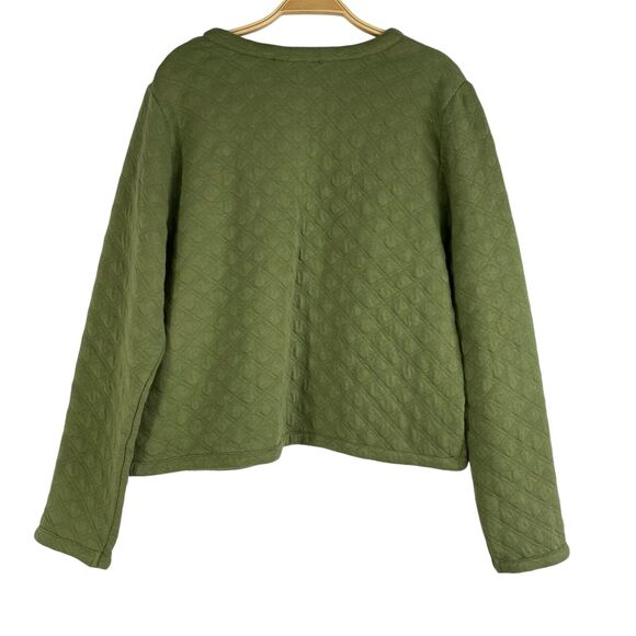 J. Crew Factory Quilted Jacket Cardigan Sweater Women M Green Grandmacore NEW - Picture 3 of 8